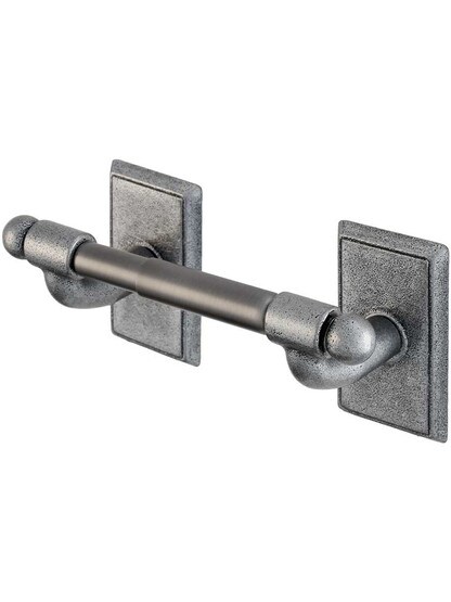 Wrought Steel Toilet-Paper Holder with Providence Rosettes in Antique Steel.